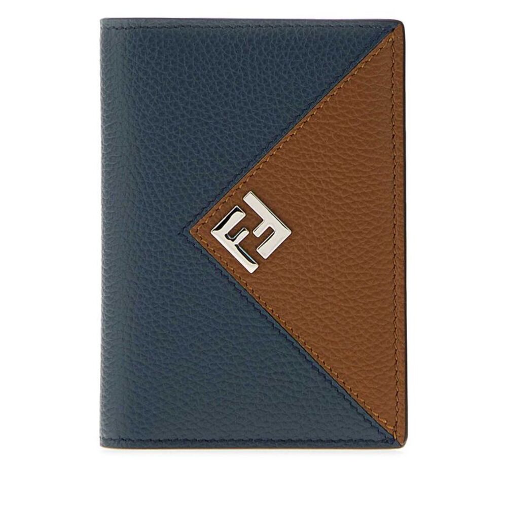 Fendi Men Navy Blue Leather Card Holder